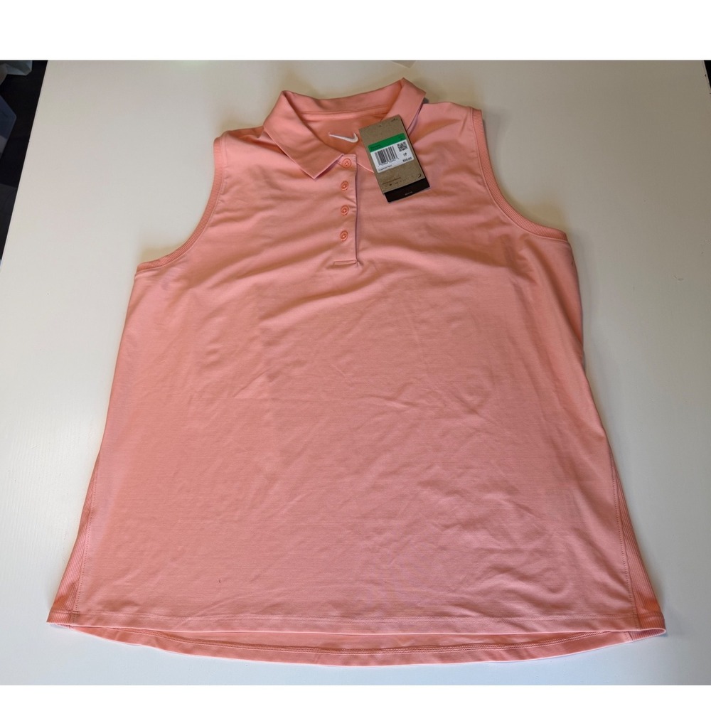 Nike Golf Womens Sleeveless Polo Shirt Slim Fit Peach Coral FQ1572-844 XL NWT